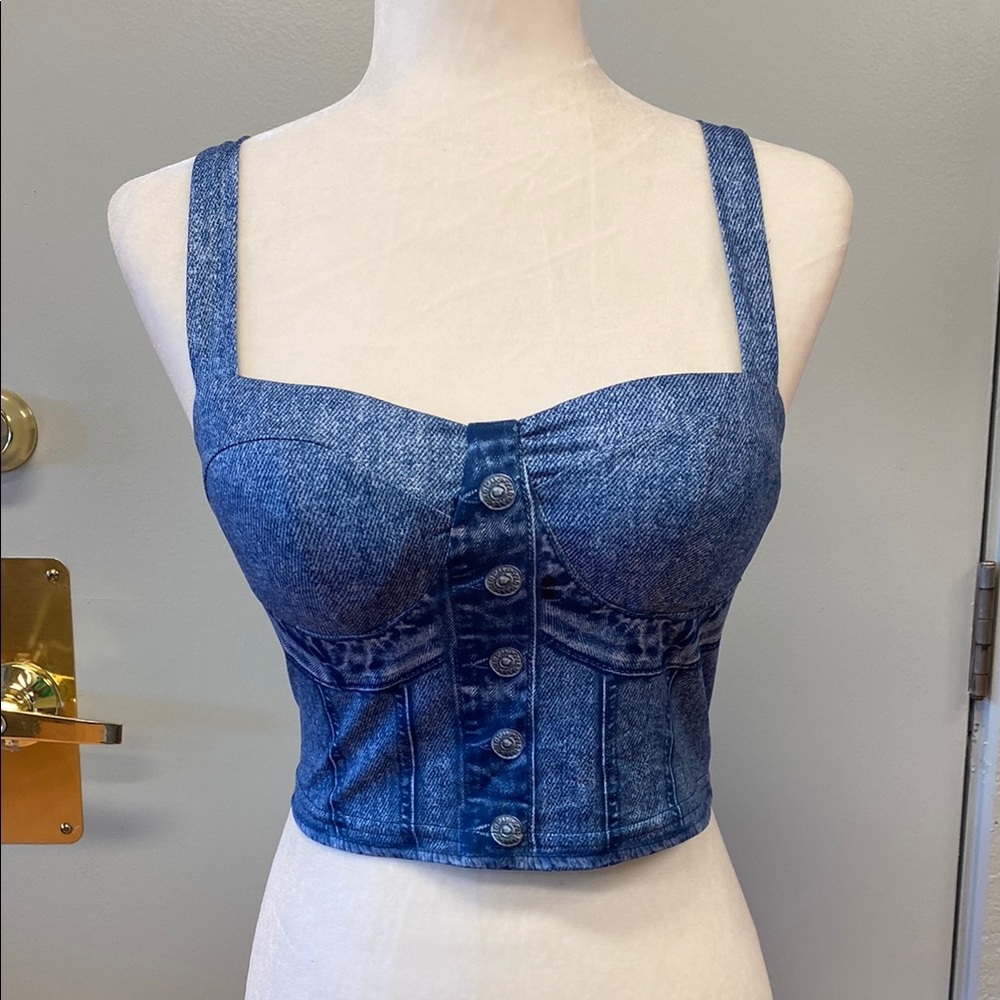 Denim Print Camisole/Bustier - XS